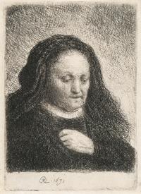 Die Mutter des Künstlers mit der Hand auf der Brust