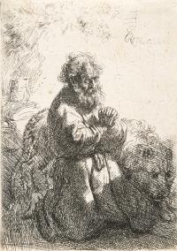 Der Heilige Hieronymus im Gebet, niederblickend