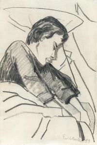 Recto: Schlafendes Mädchen – Verso: Blumen