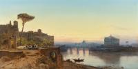 Blick auf den Tiber bei Sonnenuntergang