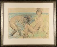 Two female nudes in dunes
