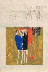 Recto: Two men - Verso: Small figure sketches