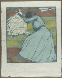 Der Polster. (Martha Kurzweil auf dem Divan sitzend).