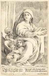 2 Bll. Madonna mit dem Kind umgeben von Engeln - Maria mit dem Jesuskind und dem Johannesknaben