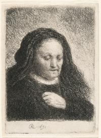 Die Mutter des Künstlers mit der Hand auf der Brust