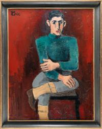 Young man seated in riding breeches