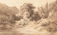 Flusslandschaft mit Uferböschung