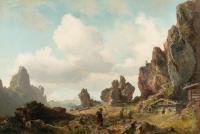Gebirgslandschaft mit Wanderern
