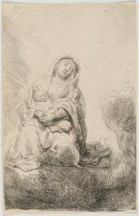 Maria mit dem Christkinde in den Wolken