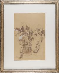 Vase with foliage and berries