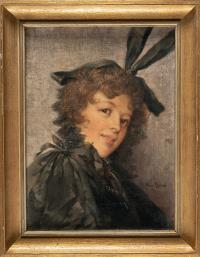 Junge Frau mit schwarzer Schleife