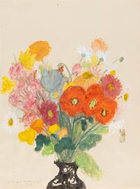 Mohn in schwarzer Vase