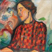 Female portrait in a chequered dress (Sister Maria)