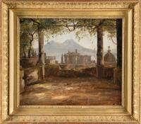 Pergola mit Blick auf das Castel Nuovo und den Vesuv
