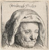 Rembrandts Mutter, niederblickend