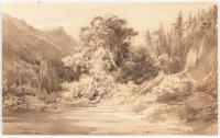 Flusslandschaft mit Uferböschung
