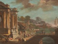 Capriccio mit Hafenansicht
