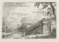 Paesaggio con Torre e Pilastri in Rovina
