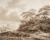 Landschaft mit Bauern auf einem Weg