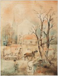 Kleinstadt mit Kutscher I