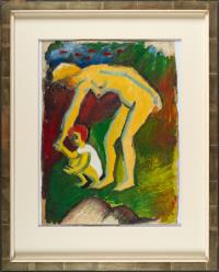 Naked woman with child