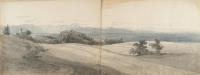 2 Bll.: Voralpenlandschaft von Münsing gegen Mittag (recto-verso)
