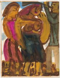 Figürliche Szene mit Bläser