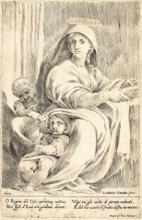 2 Bll. Madonna mit dem Kind umgeben von Engeln - Maria mit dem Jesuskind und dem Johannesknaben