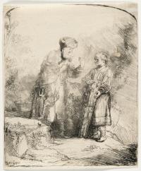 Abraham, mit Isaak sprechend
