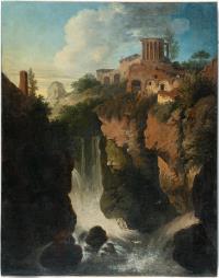 Die Wasserfälle in Tivoli mit dem Vestatempel