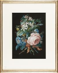 Blumengebinde aus Rose, Prunkwinden und Lilie