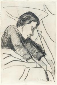 Recto: Schlafendes Mädchen – Verso: Blumen