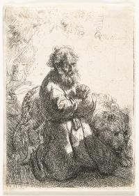 Der Heilige Hieronymus im Gebet, niederblickend