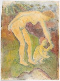 Naked woman with child