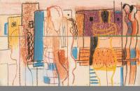 „Badende auf hellrot“