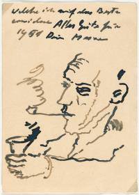Postcard to Sergei Peters with self-portrait