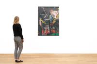 Colourful Figures with a Black Dog