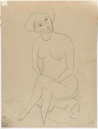 Recto: Sich kämmende Frau und Mann mit Handspiegel – Verso: Sitzende Dodo auf afrikanischem Hocker