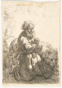 Der Heilige Hieronymus im Gebet, niederblickend