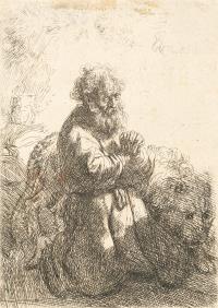 Der Heilige Hieronymus im Gebet, niederblickend