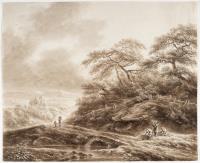 Landschaft mit Bauern auf einem Weg