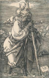 Der heilige Christophorus mit zurückgewandtem Kopf