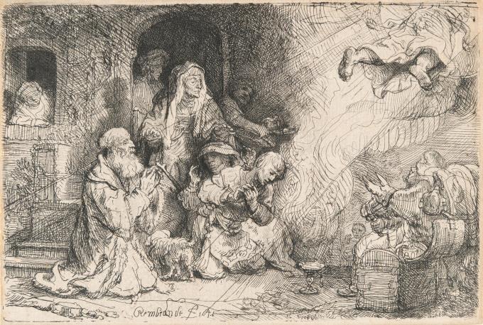 Der Engel vor der Familie des Tobias verschwindend