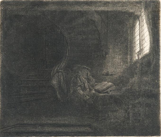 Der heilige Hieronymus im dunklen Zimmer
