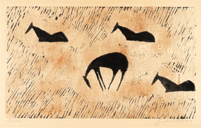 Vier Pferde auf der Weide