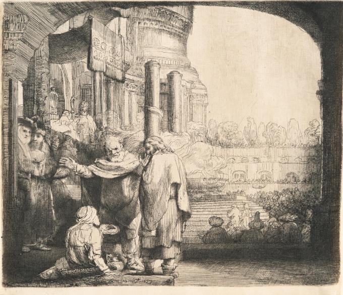 Petrus und Johannes heilen die Lahmen an der Pforte des Tempels