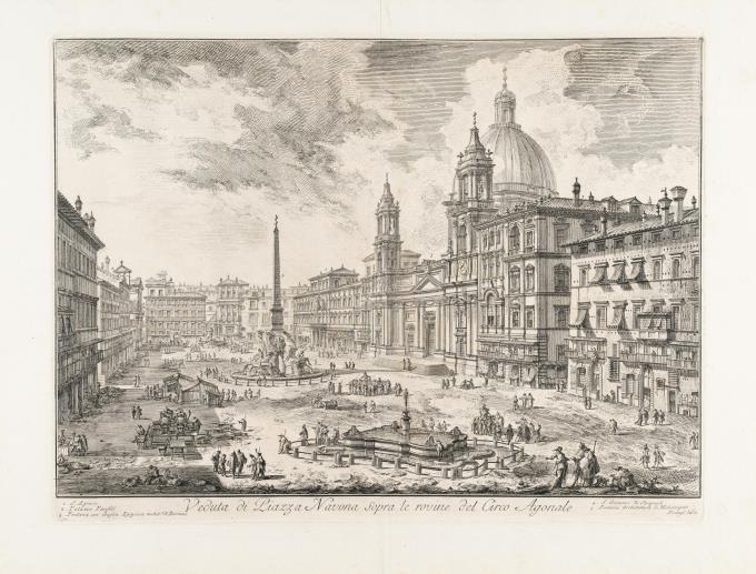 Veduta di Piazza Navona sopra le rovine del Circo Agonale (Ansich