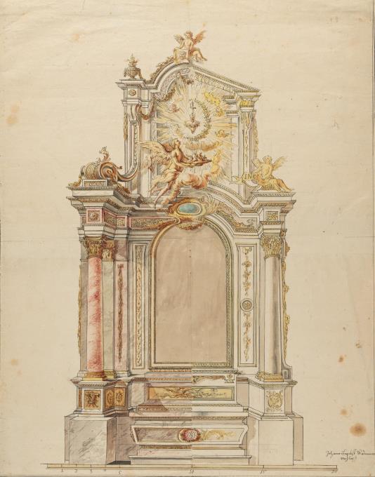 Entwurf für einen Altar, mit Monogramm ,,SAVR (?)“
