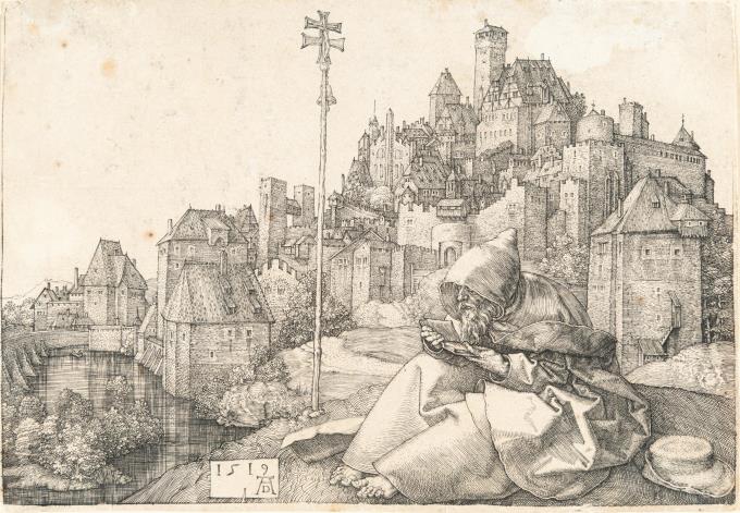 Der heilige Antonius vor der Stadt
