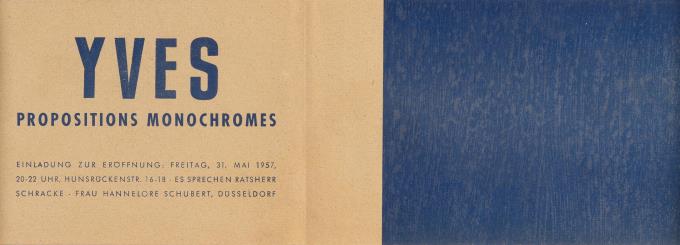 Yves: Propositions Monochromes (Einladung zur Eröffnung der Ausstellung am 31.05.1957)